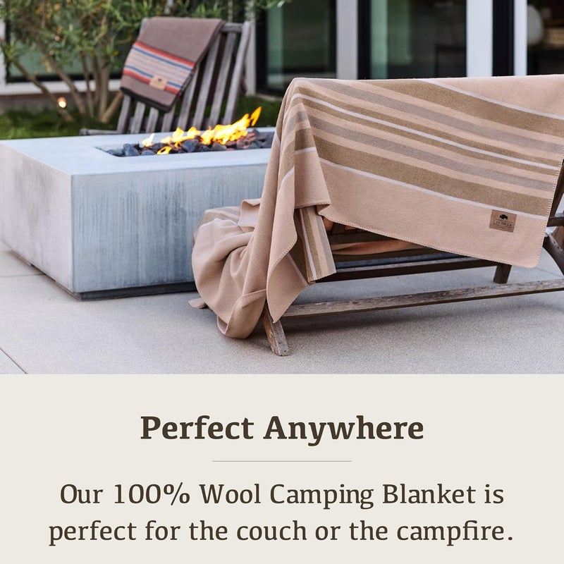 Chubbuck Authentic Chubbuck 100% Wool Blanket Camping (60" x 84") - Large Warm Blanket for Camping, Emergency, Outdoor Concerts and Home Use - Fire Retardant, Soft and Warm Blankets for Winter (Badlands) - Image 3